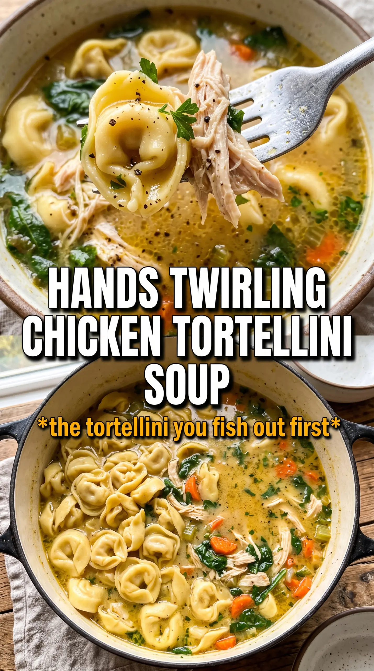 Chicken Tortellini Soup golden broth tortellini spinach