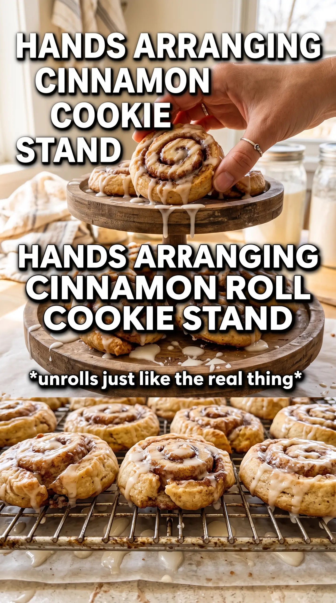 Cinnamon Roll Cookies spiral-swirled cream cheese glaze
