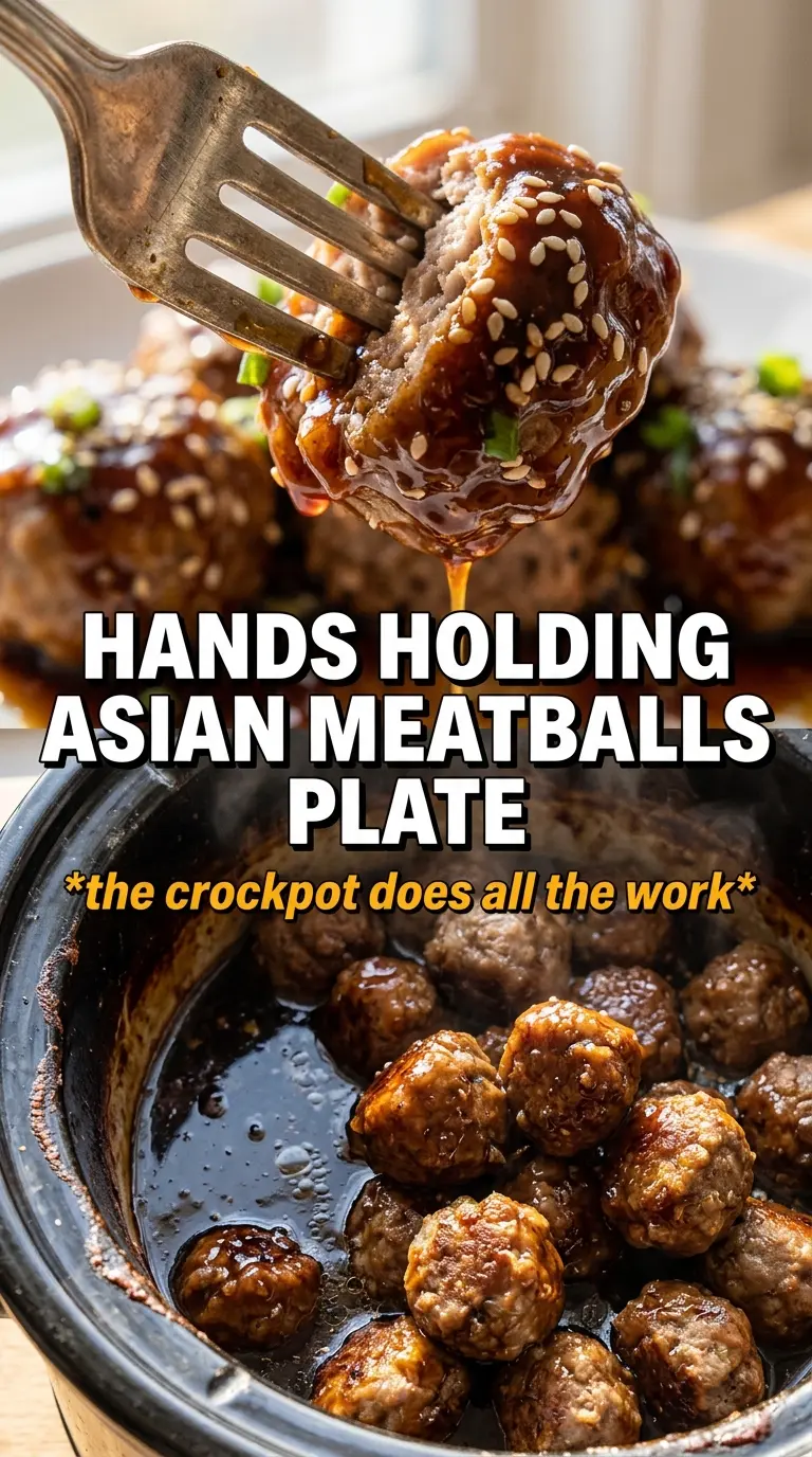 Crockpot Asian meatballs glossy ginger-soy