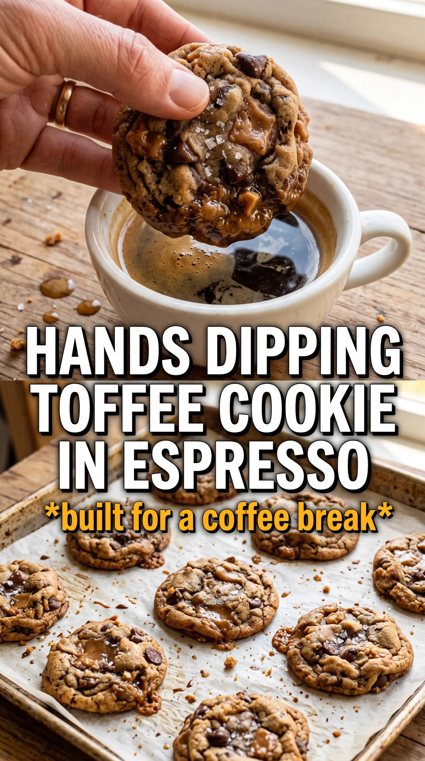 Espresso brown butter toffee cookies chewy, golden, salted