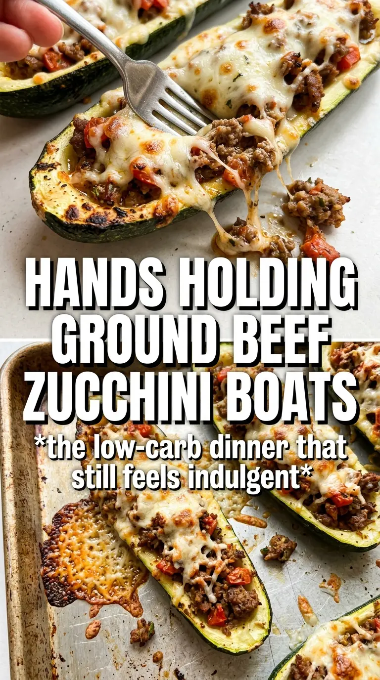 Ground Beef Zucchini Boats cheesy baked