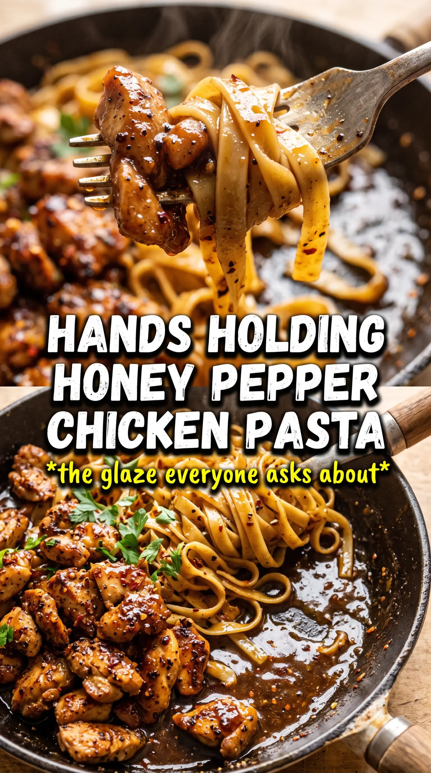 Honey Pepper Chicken Pasta glossy peppery