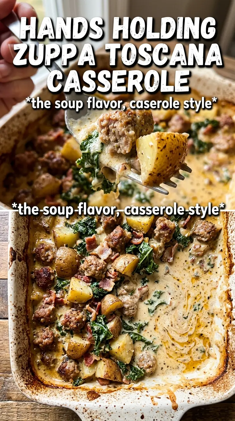 Italian Zuppa Toscana Casserole creamy potatoes sausage kale