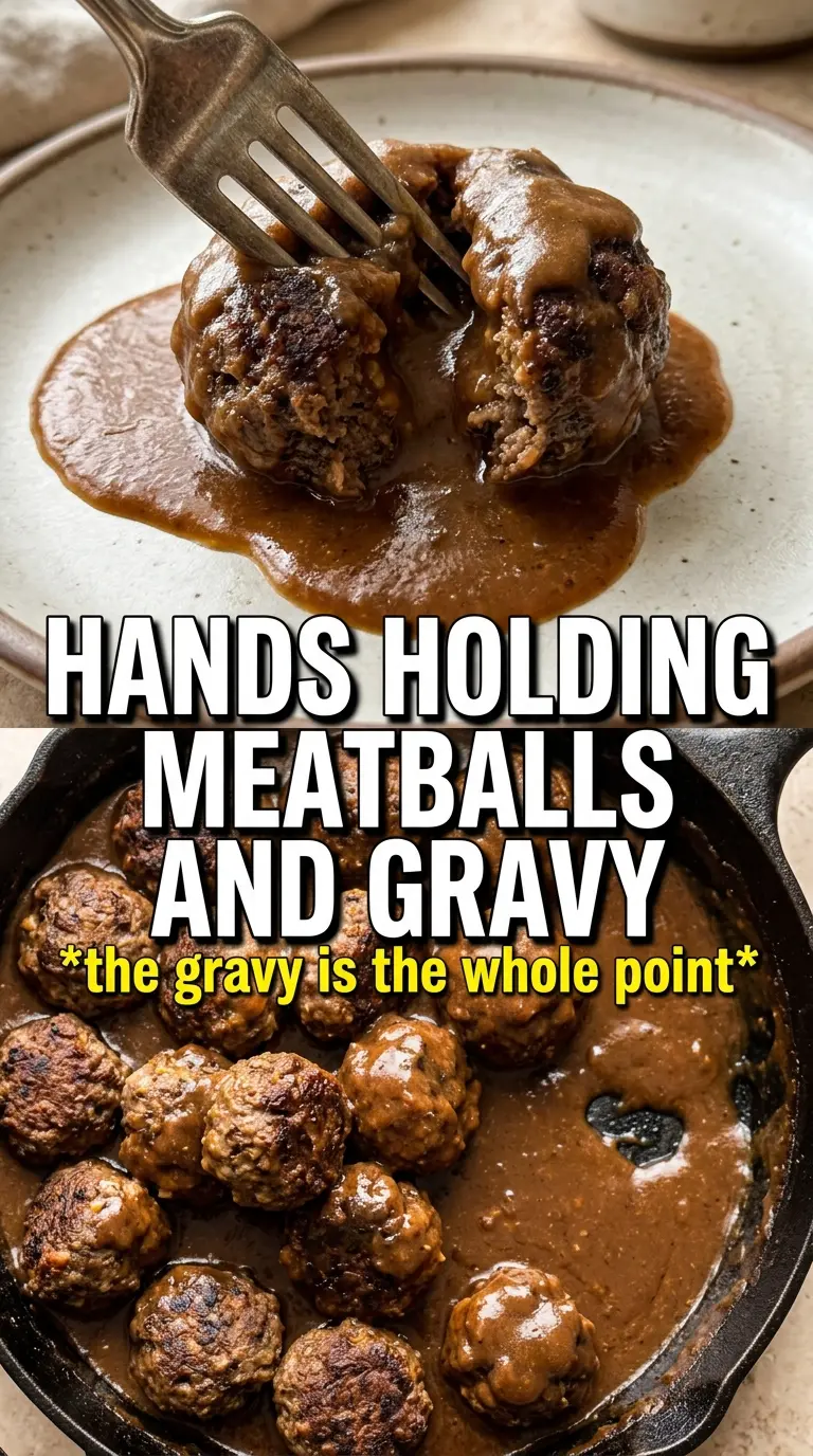 Meatballs and Gravy rich onion gravy tender beef