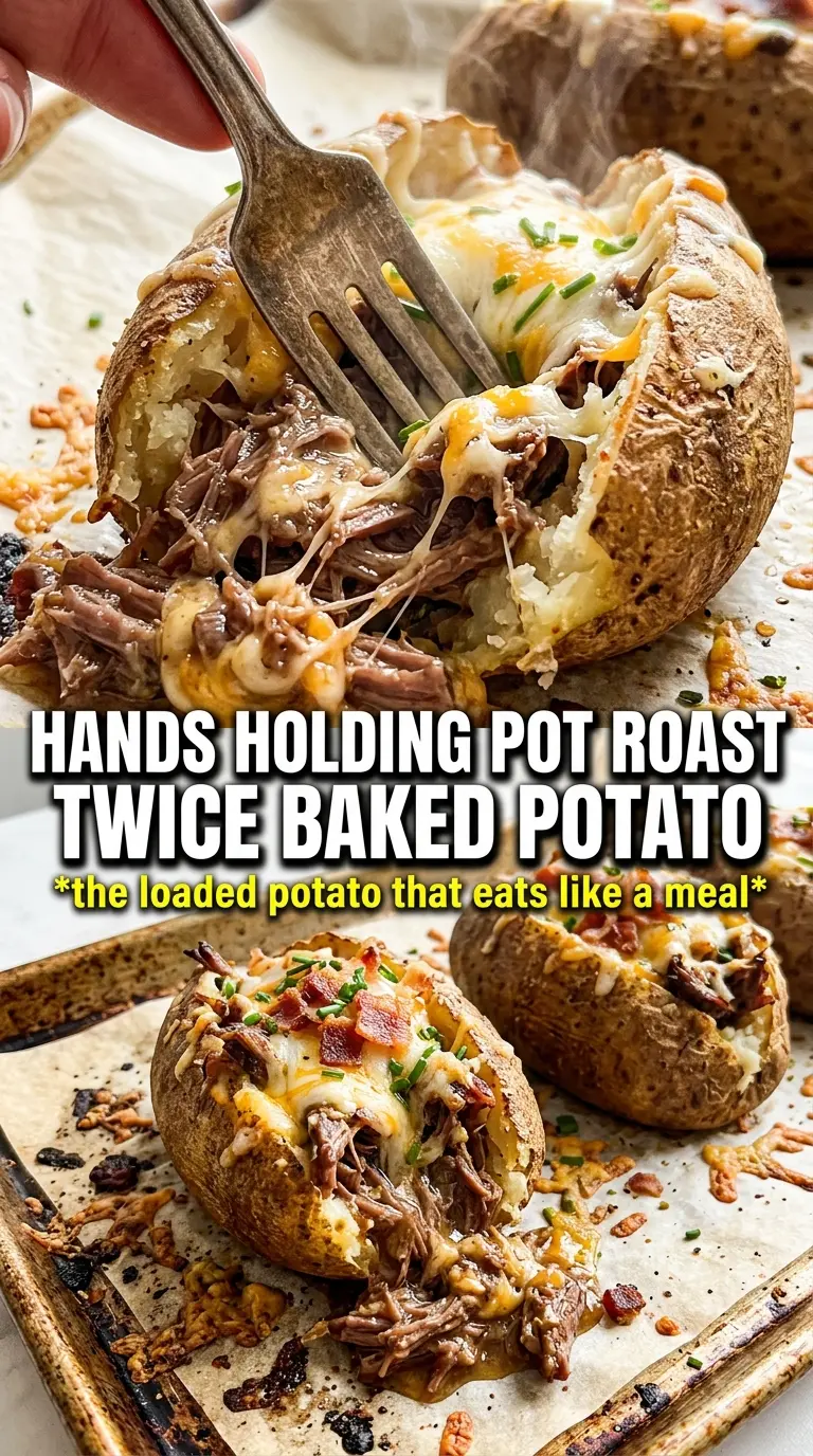 Pot roast twice baked potatoes loaded, cheesy, savory