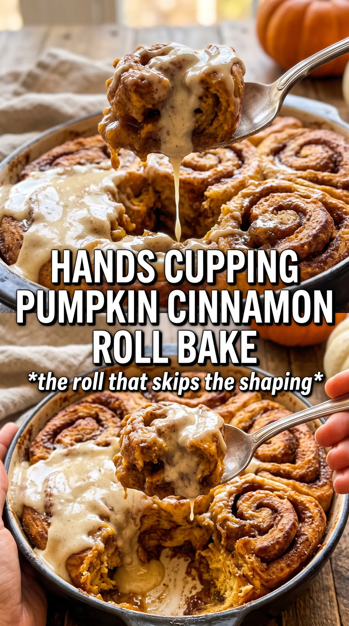 Pumpkin Cinnamon Roll Bake golden creamy