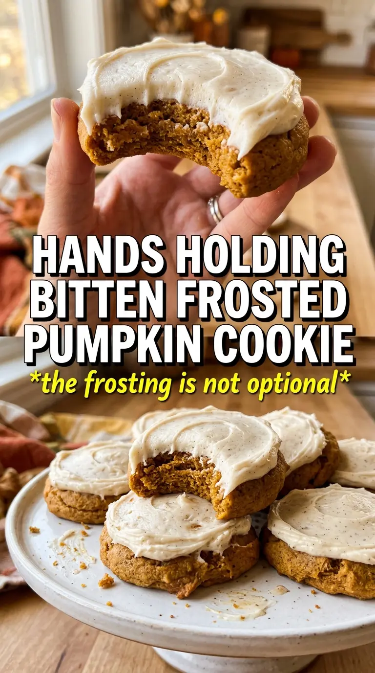 Pumpkin Cookies With Cream Cheese Frosting soft swirled cinnamon