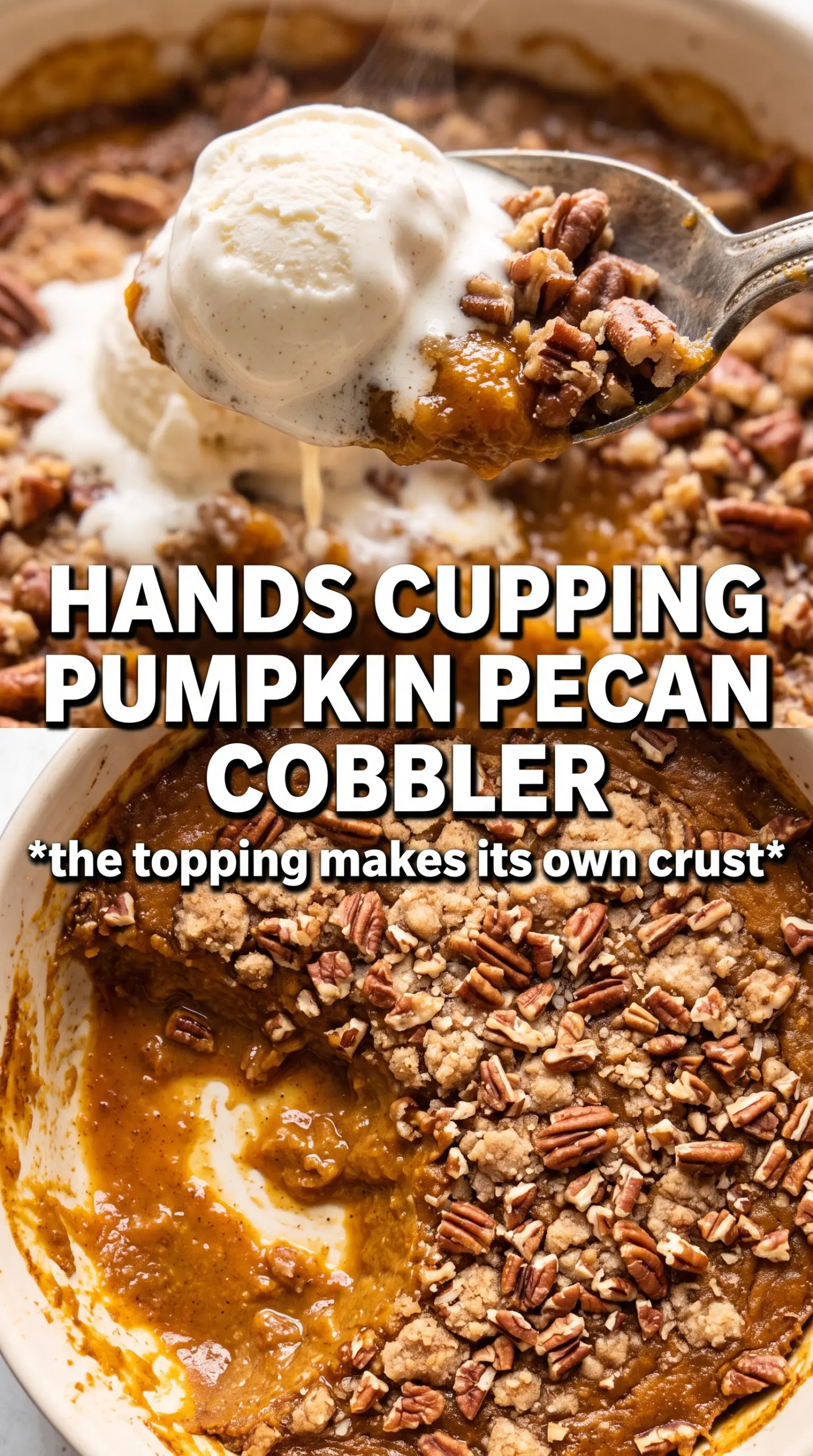 Pumpkin Pecan Cobbler golden saucy dessert