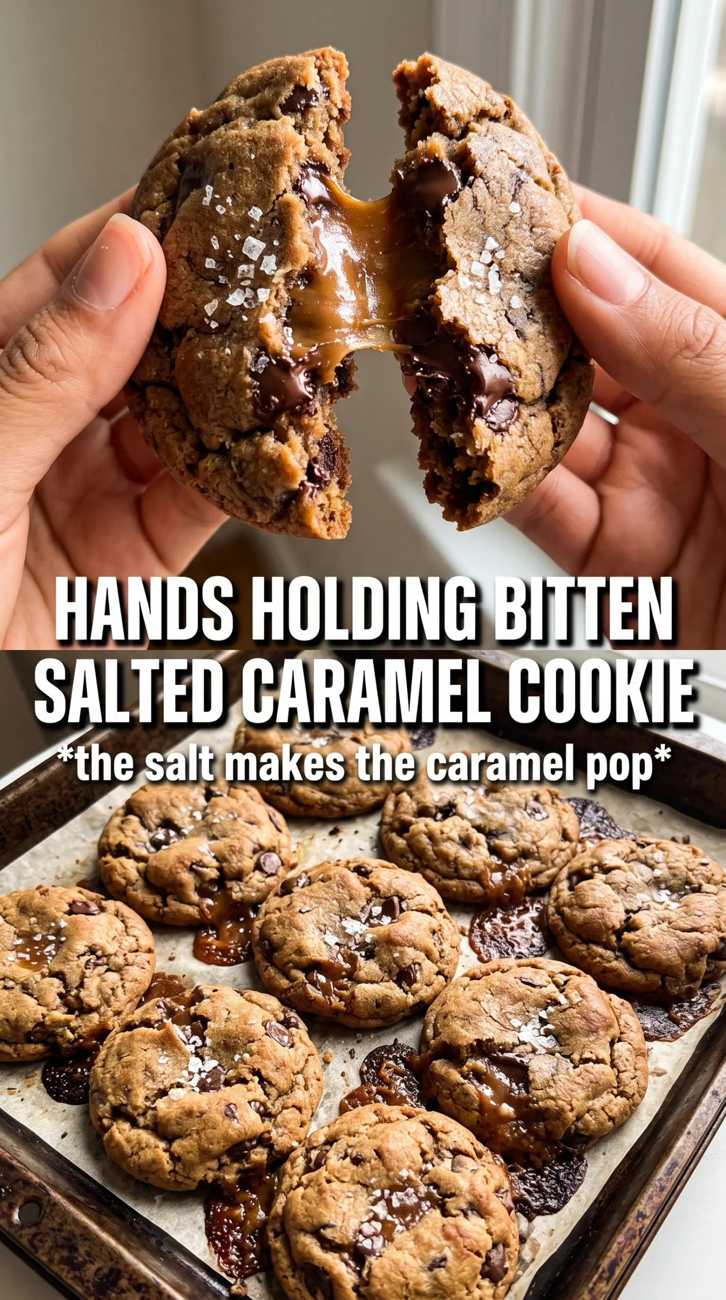 Salted Caramel Chocolate Chip Cookies chewy caramel chocolatey