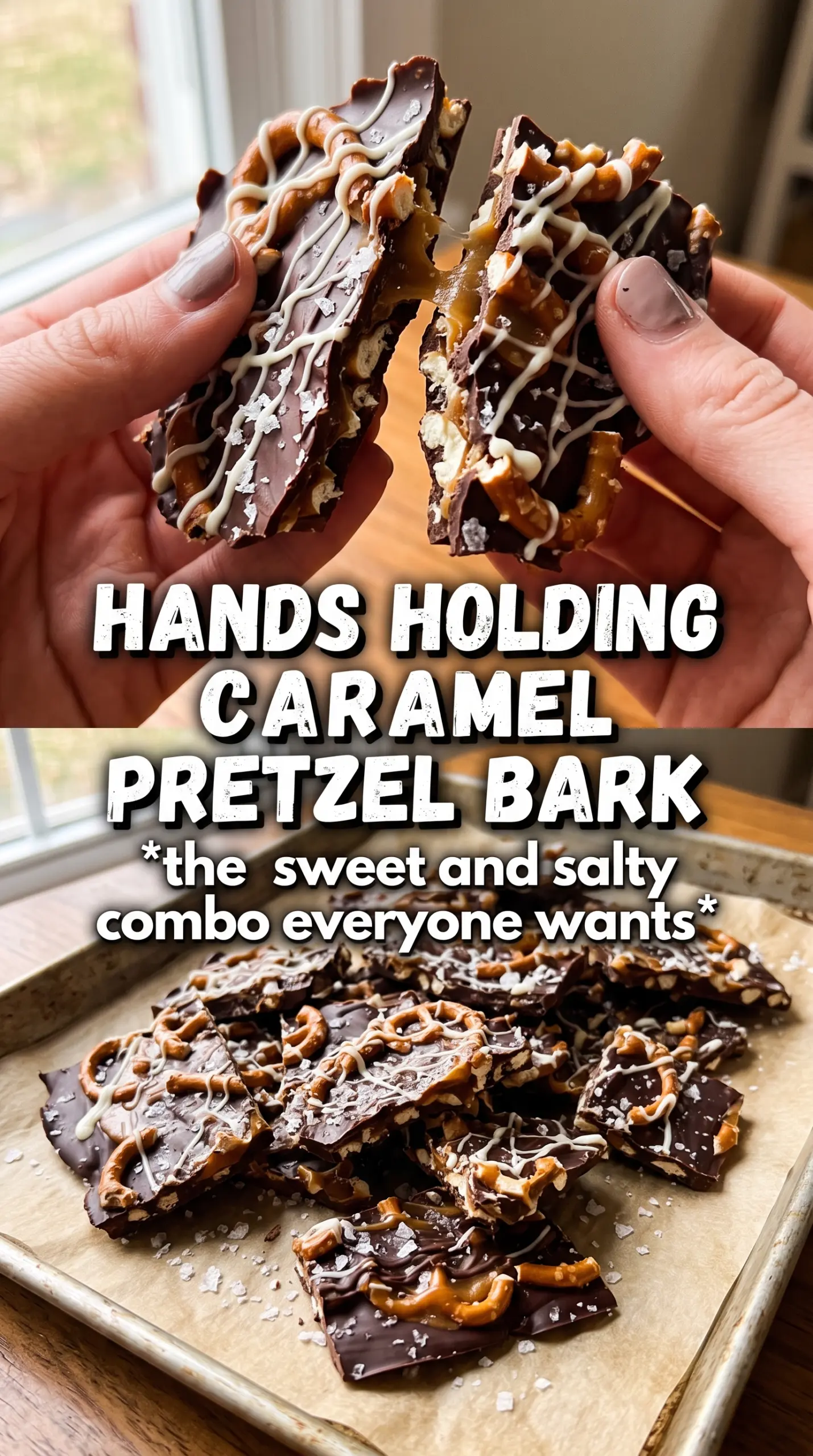 Salted Caramel Pretzel Bark crunchy chocolatey flaky sea salt
