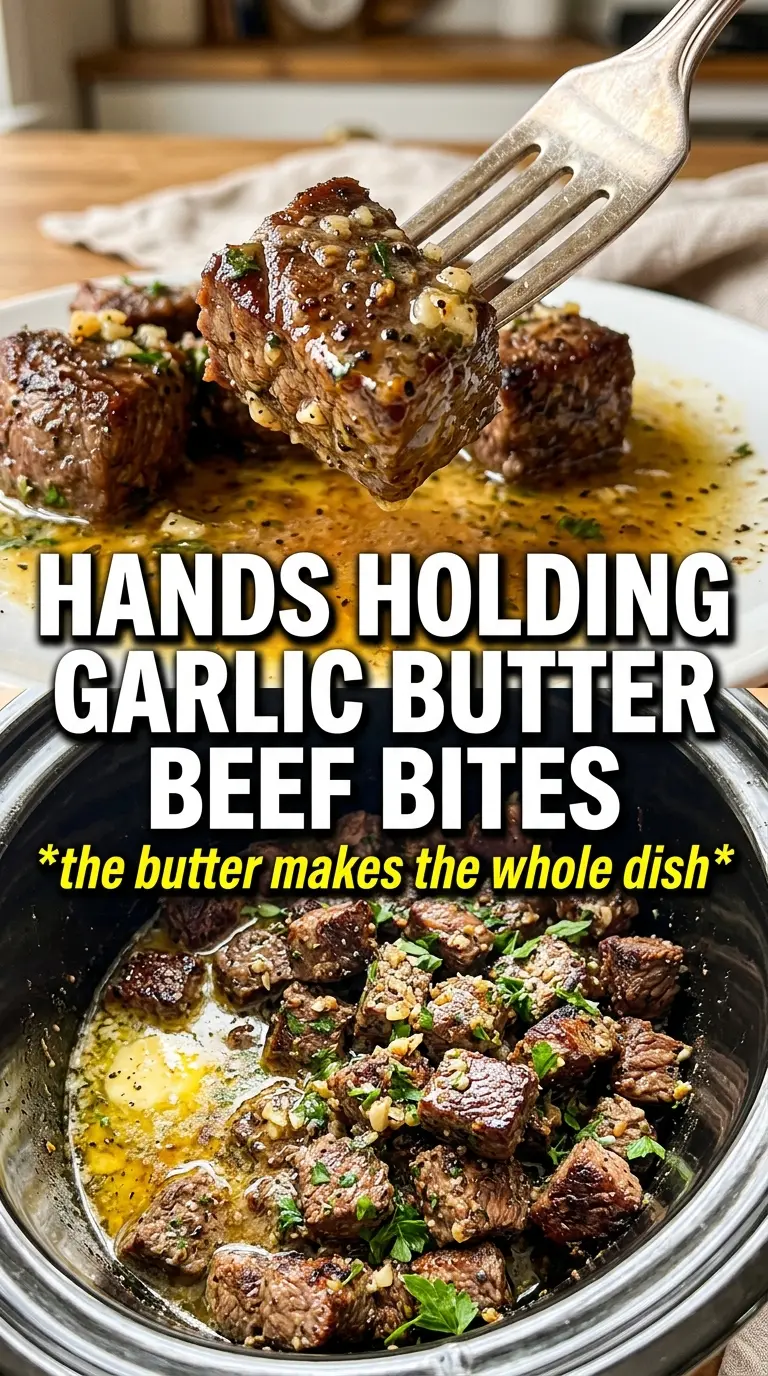 Slow Cooker Garlic Butter Beef Bites With Potatoes tender beef buttery potatoes