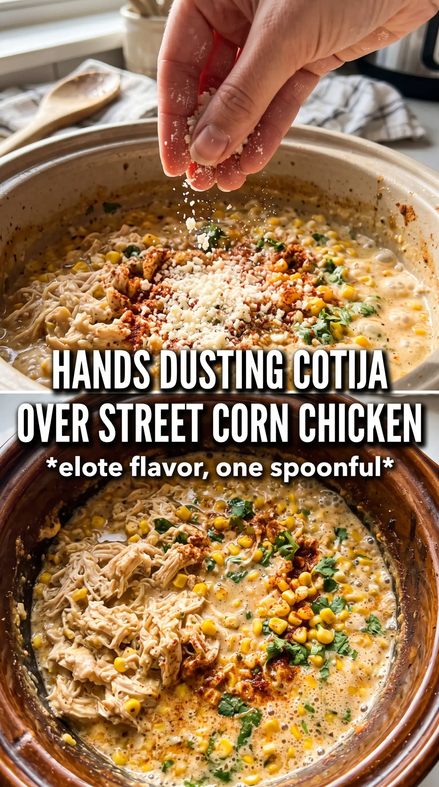 Slow Cooker Street Corn Chicken creamy corn shredded
