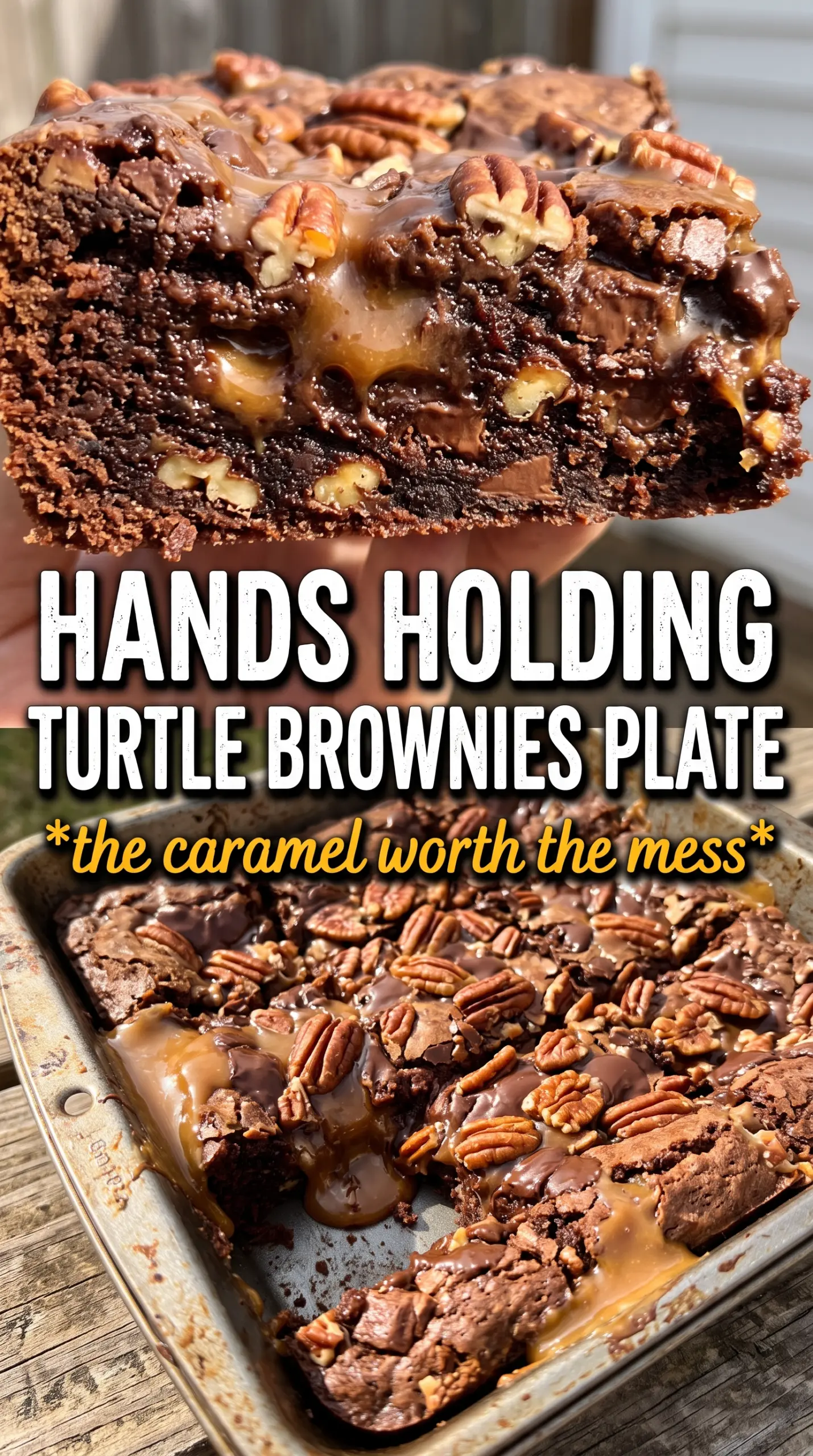 Turtle Brownies fudgy caramel pecans