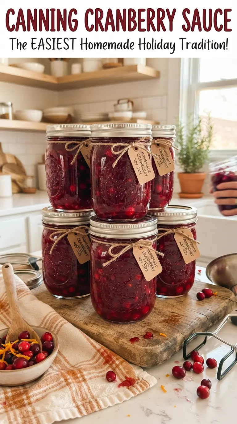 Canning Cranberry Sauce glossy whole berry jars