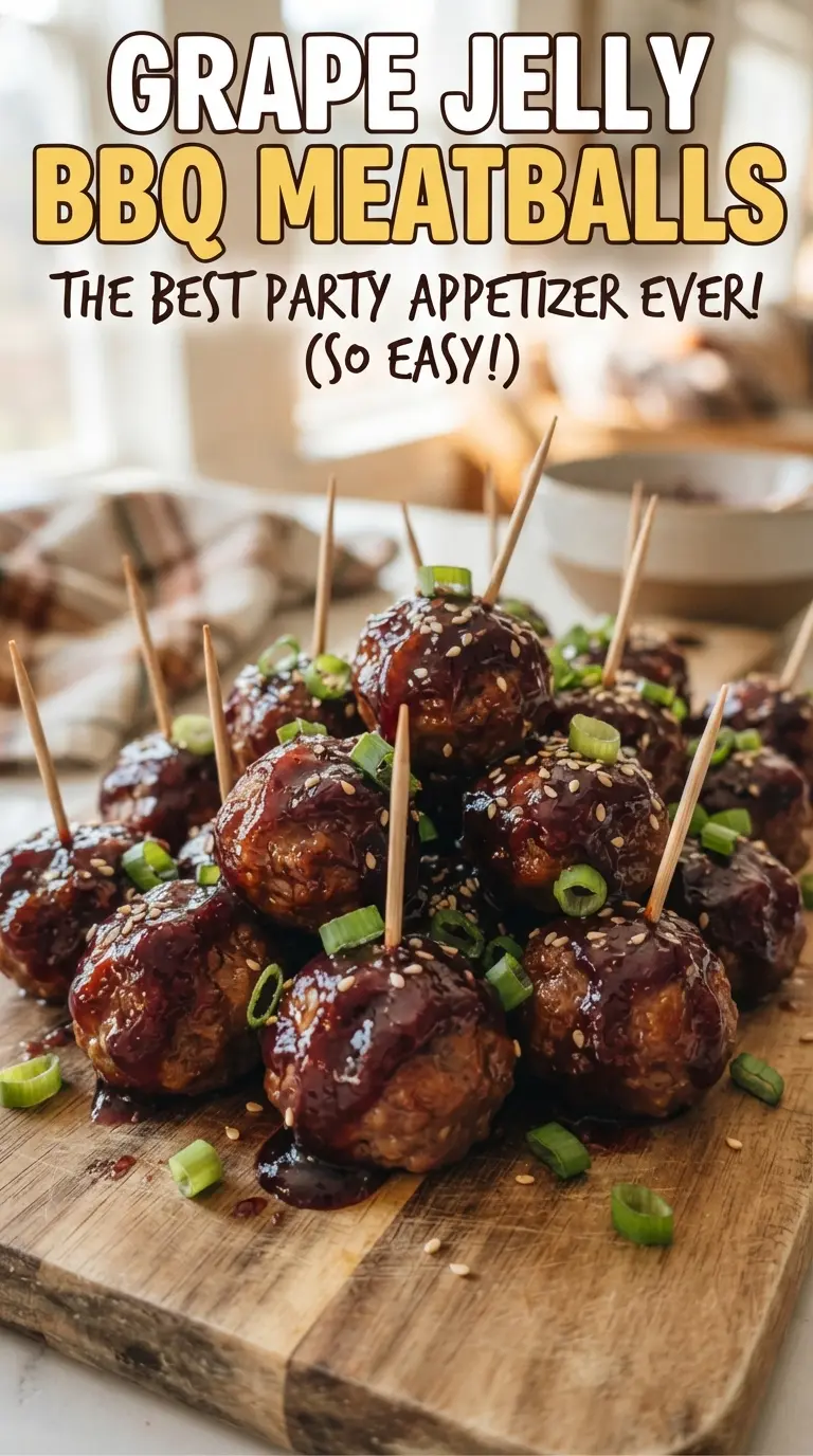 Grape Jelly BBQ Meatballs glossy saucy